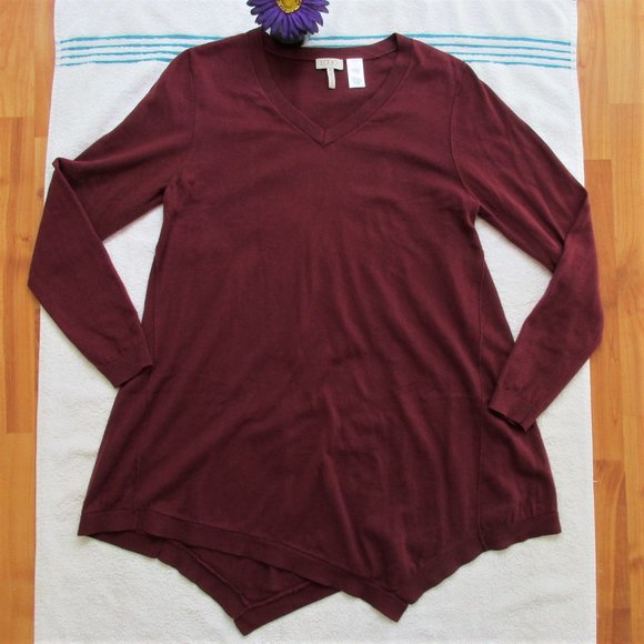 🌸SOLD🌸 LOGO Lori Goldstein Sweater Red Tunic Medium - Picture 11 of 12